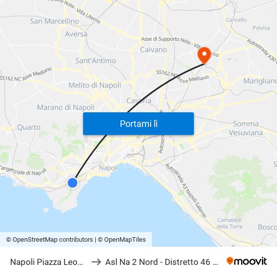 Napoli Piazza Leopardi to Asl Na 2 Nord - Distretto 46 Acerra map