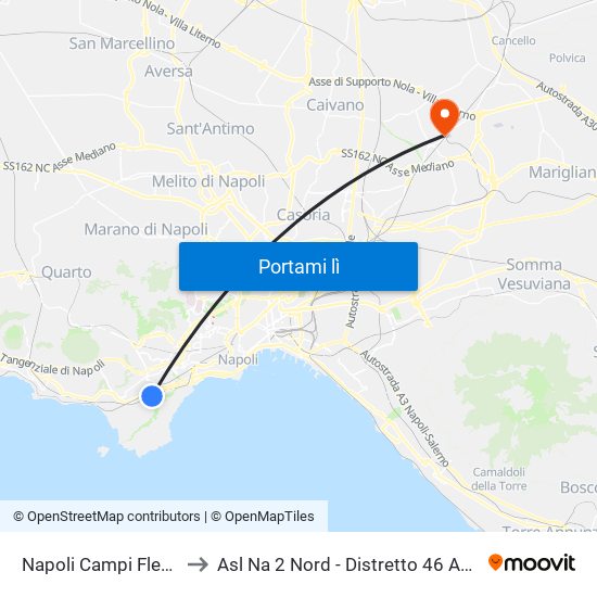 Napoli Campi Flegrei to Asl Na 2 Nord - Distretto 46 Acerra map