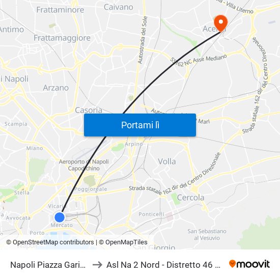 Napoli Piazza Garibaldi to Asl Na 2 Nord - Distretto 46 Acerra map
