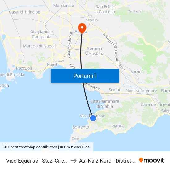 Vico Equense - Staz. Circumvesuviana to Asl Na 2 Nord - Distretto 46 Acerra map