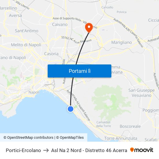Portici-Ercolano to Asl Na 2 Nord - Distretto 46 Acerra map