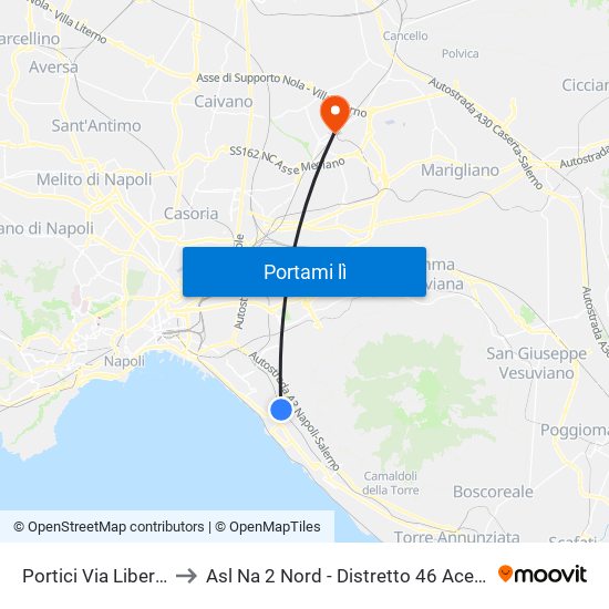 Portici Via Libertà to Asl Na 2 Nord - Distretto 46 Acerra map