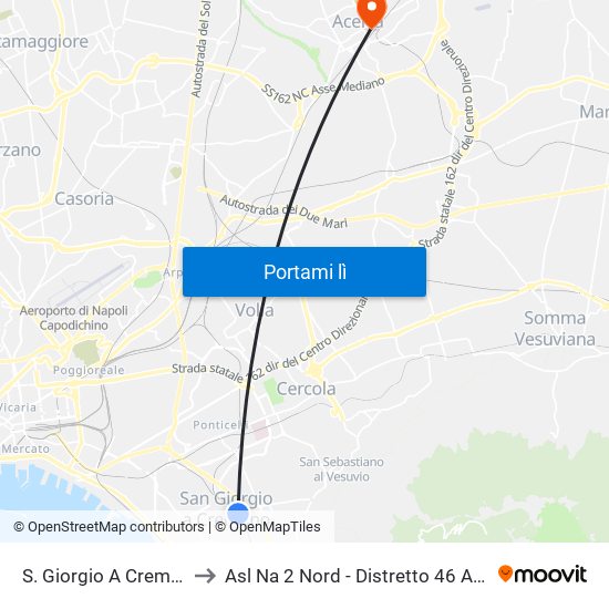 S. Giorgio A Cremano to Asl Na 2 Nord - Distretto 46 Acerra map