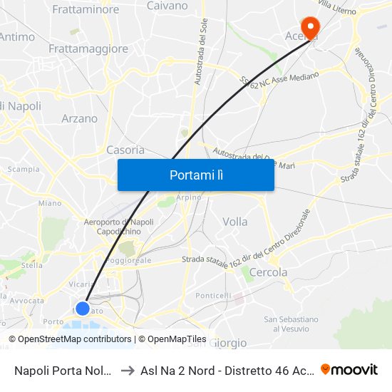 Napoli Porta Nolana to Asl Na 2 Nord - Distretto 46 Acerra map