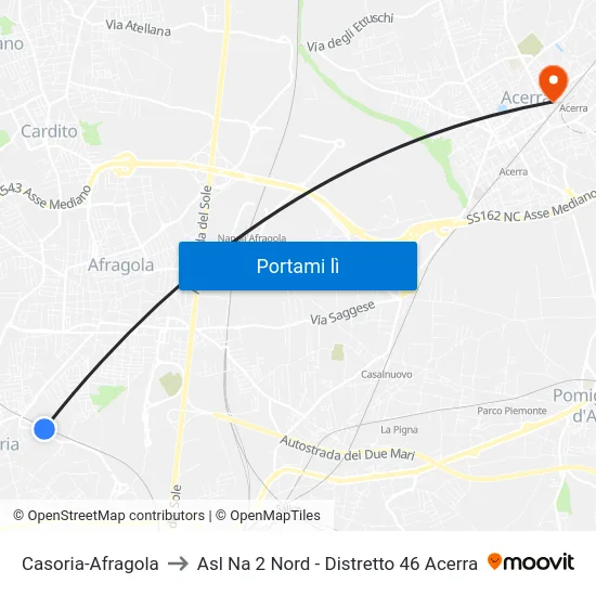 Casoria-Afragola to Asl Na 2 Nord - Distretto 46 Acerra map