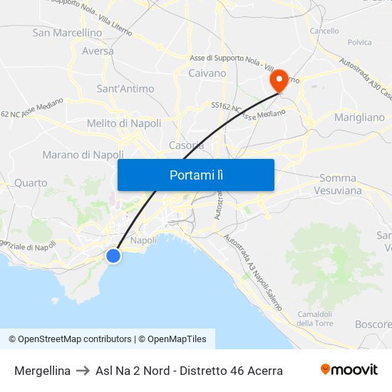 Mergellina to Asl Na 2 Nord - Distretto 46 Acerra map