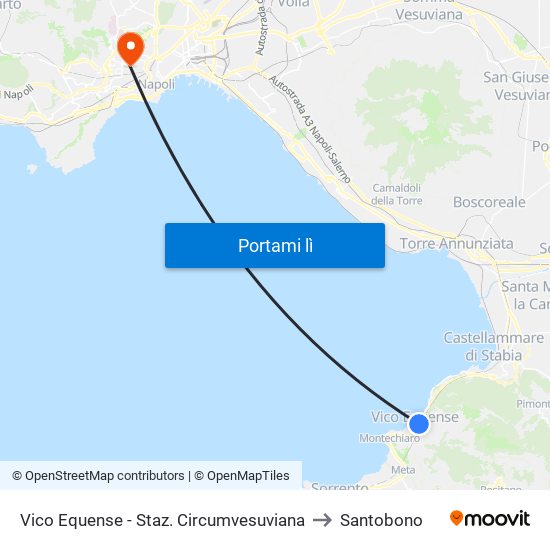 Vico Equense - Staz. Circumvesuviana to Santobono map