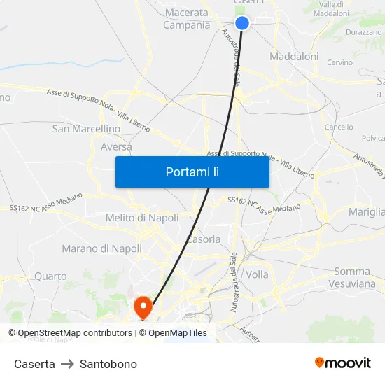 Caserta to Santobono map