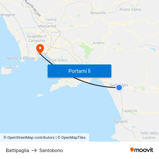 Battipaglia to Santobono map