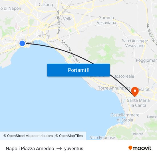 Napoli Piazza Amedeo to yuventus map