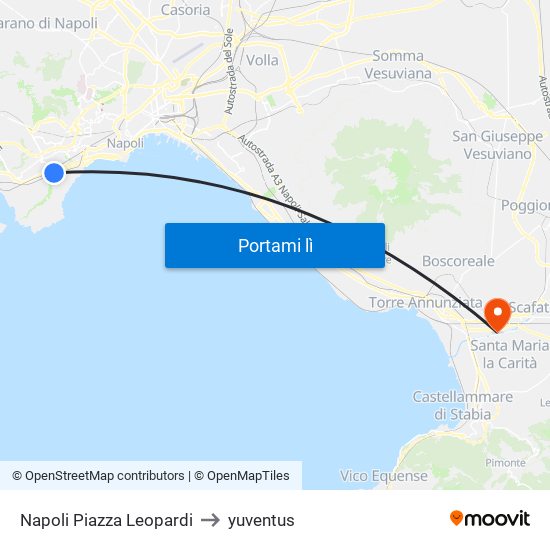 Napoli Piazza Leopardi to yuventus map