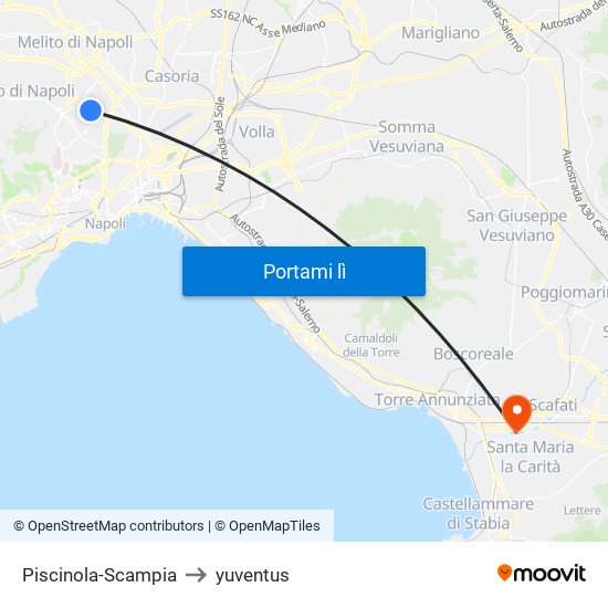 Piscinola-Scampia to yuventus map