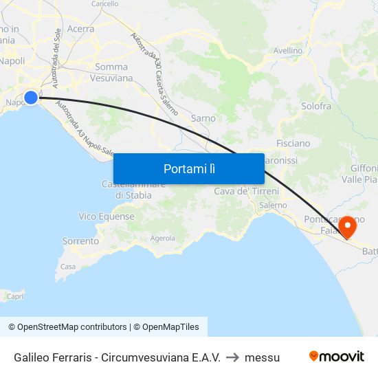 Galileo Ferraris - Circumvesuviana E.A.V. to messu map