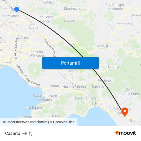 Caserta to hj map