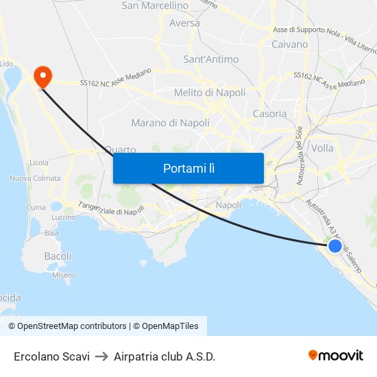 Ercolano Scavi to Airpatria club A.S.D. map