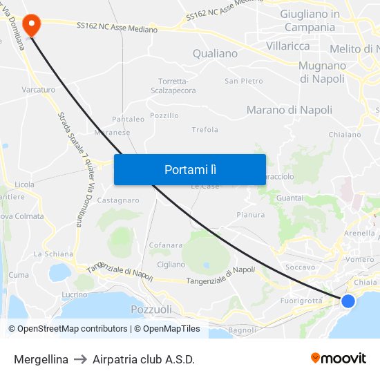 Mergellina to Airpatria club A.S.D. map