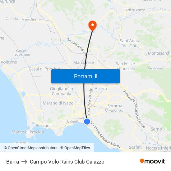 Barra to Campo Volo Rains Club Caiazzo map