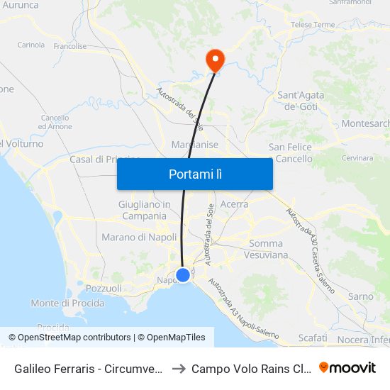 Galileo Ferraris - Circumvesuviana E.A.V. to Campo Volo Rains Club Caiazzo map