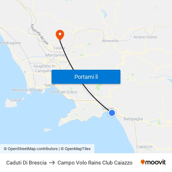 Caduti Di Brescia to Campo Volo Rains Club Caiazzo map