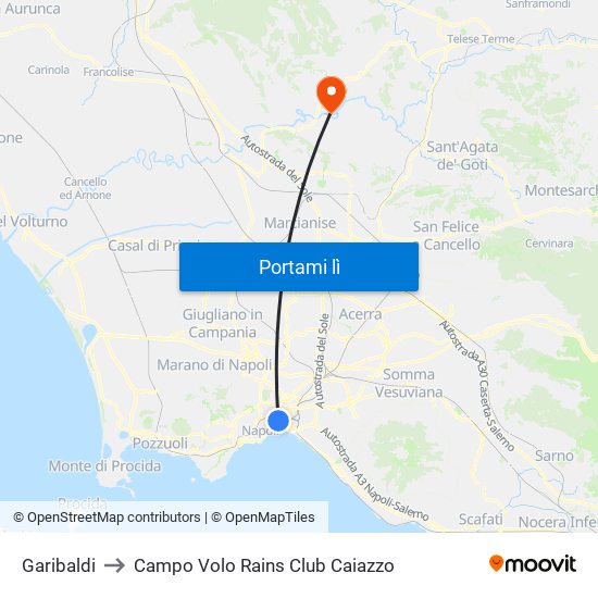 Garibaldi to Campo Volo Rains Club Caiazzo map