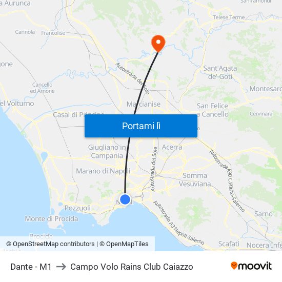 Dante - M1 to Campo Volo Rains Club Caiazzo map