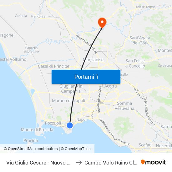 Via Giulio Cesare - Nuovo Capolinea Ctp to Campo Volo Rains Club Caiazzo map