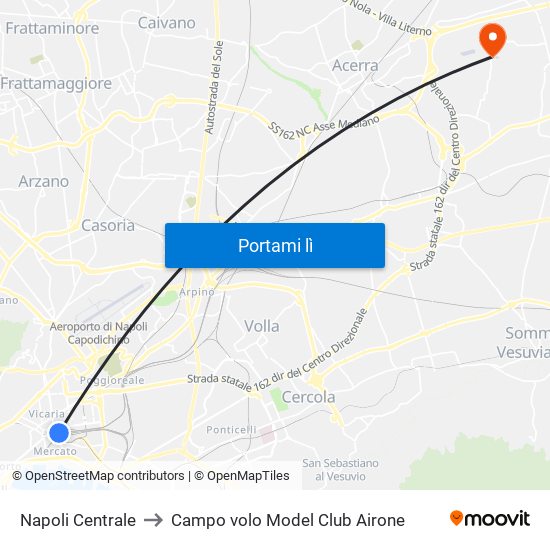 Napoli Centrale to Campo volo Model Club Airone map