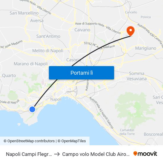 Napoli Campi Flegrei to Campo volo Model Club Airone map