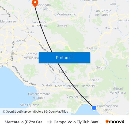 Mercatello (P.Zza Grasso) to Campo Volo FlyClub Sant'Agata map