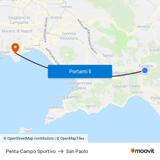 Penta-Campo Sportivo to San Paolo map