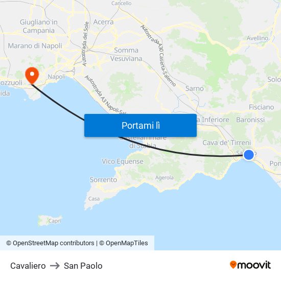 Cavaliero to San Paolo map