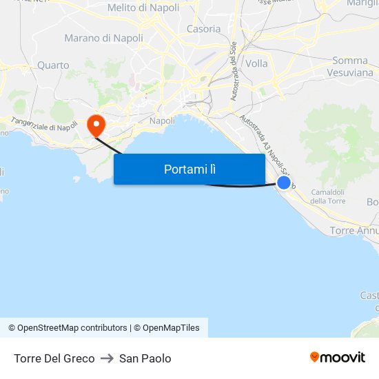 Torre Del Greco to San Paolo map
