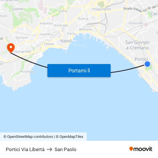Portici Via Libertà to San Paolo map