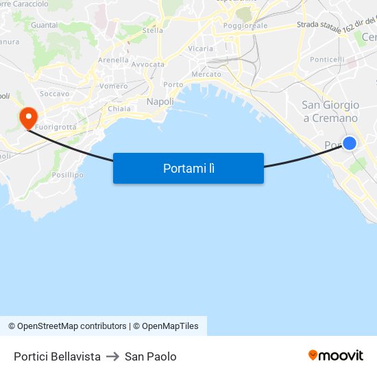 Portici Bellavista to San Paolo map