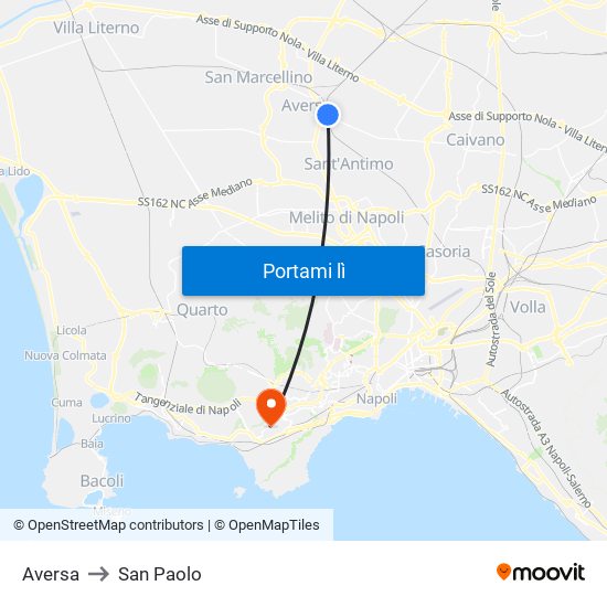 Aversa to San Paolo map