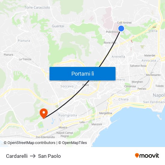 Cardarelli to San Paolo map