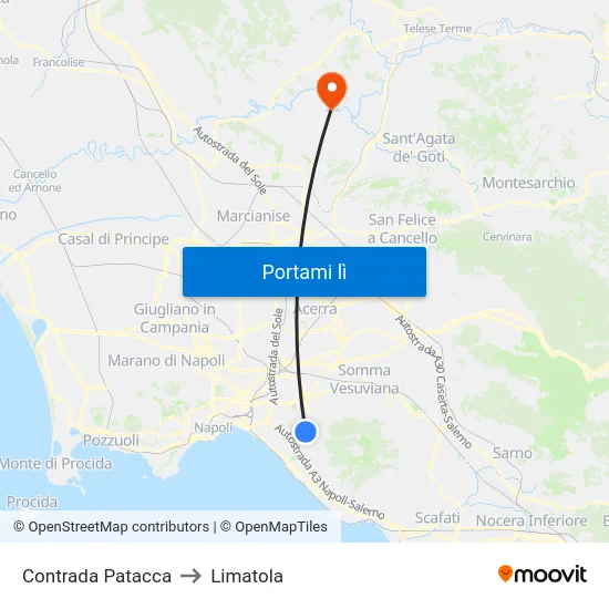 Contrada Patacca to Limatola map