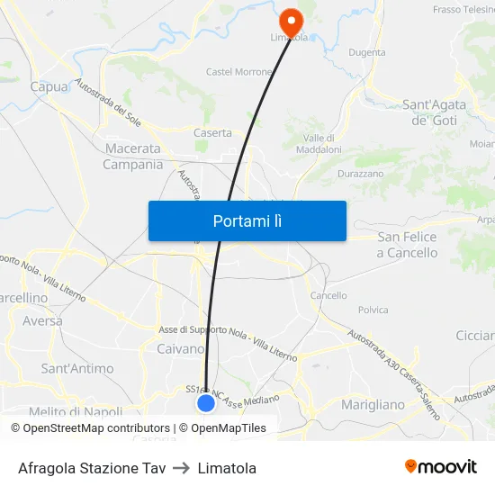 Afragola Stazione Tav to Limatola map