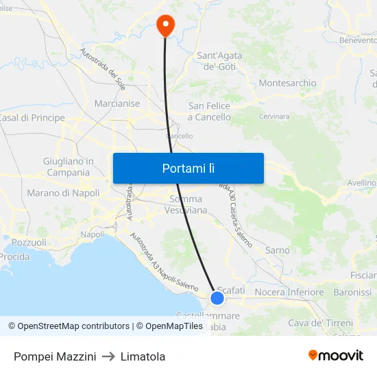 Pompei Mazzini to Limatola map