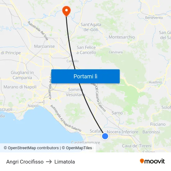 Angri Crocifisso to Limatola map