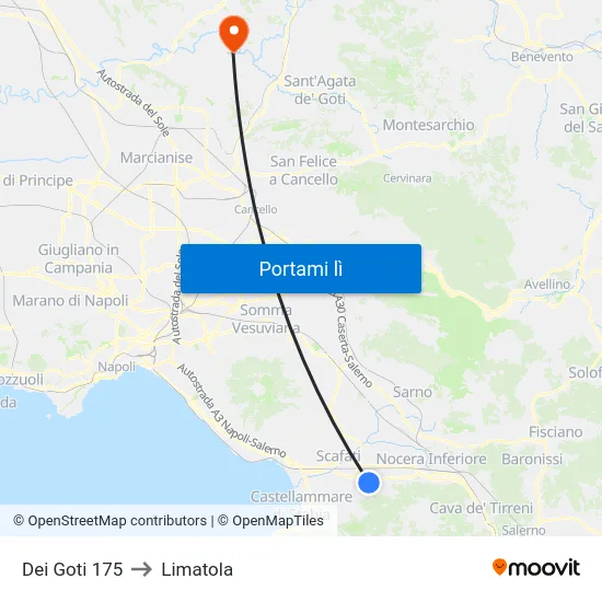 Dei Goti 175 to Limatola map