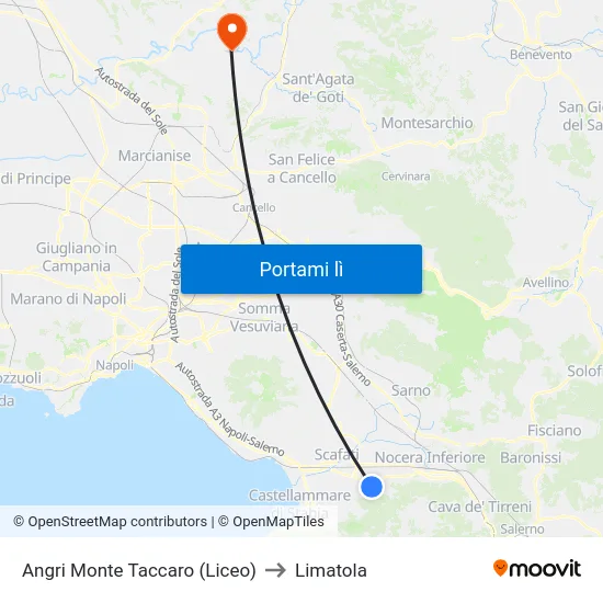 Angri Monte Taccaro (Liceo) to Limatola map