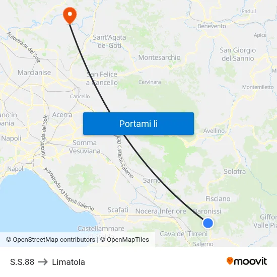 S.S.88 to Limatola map