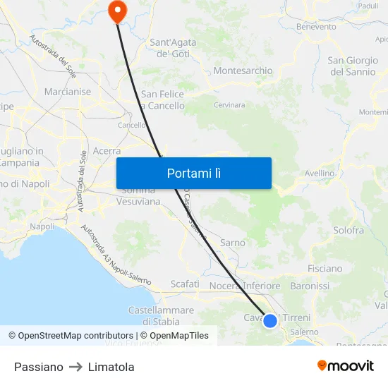 Passiano to Limatola map