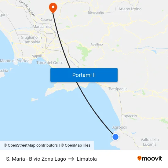 S. Maria - Bivio Zona Lago to Limatola map