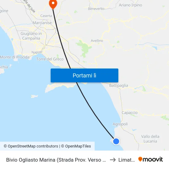 Bivio Ogliasto Marina (Strada Prov. Verso Agropoli) to Limatola map