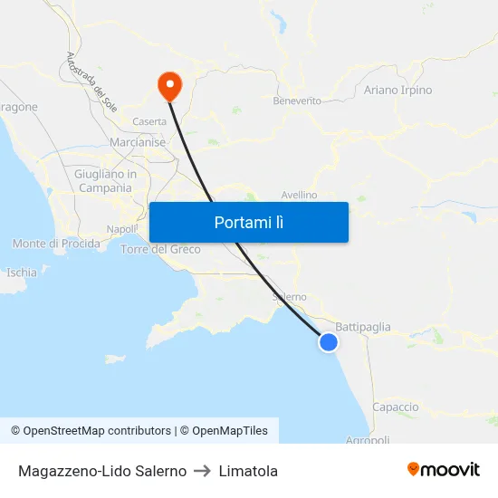 Magazzeno-Lido Salerno to Limatola map