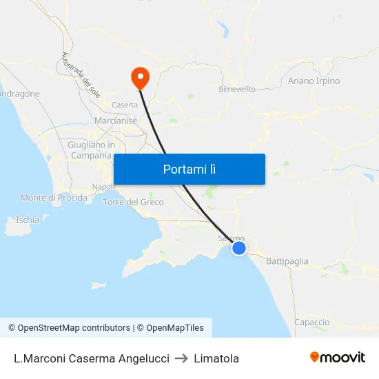 L.Marconi Caserma Angelucci to Limatola map