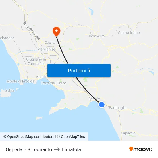 Ospedale S.Leonardo to Limatola map