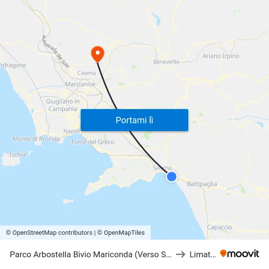 Parco Arbostella Bivio Mariconda (Verso S.Leonardo) to Limatola map